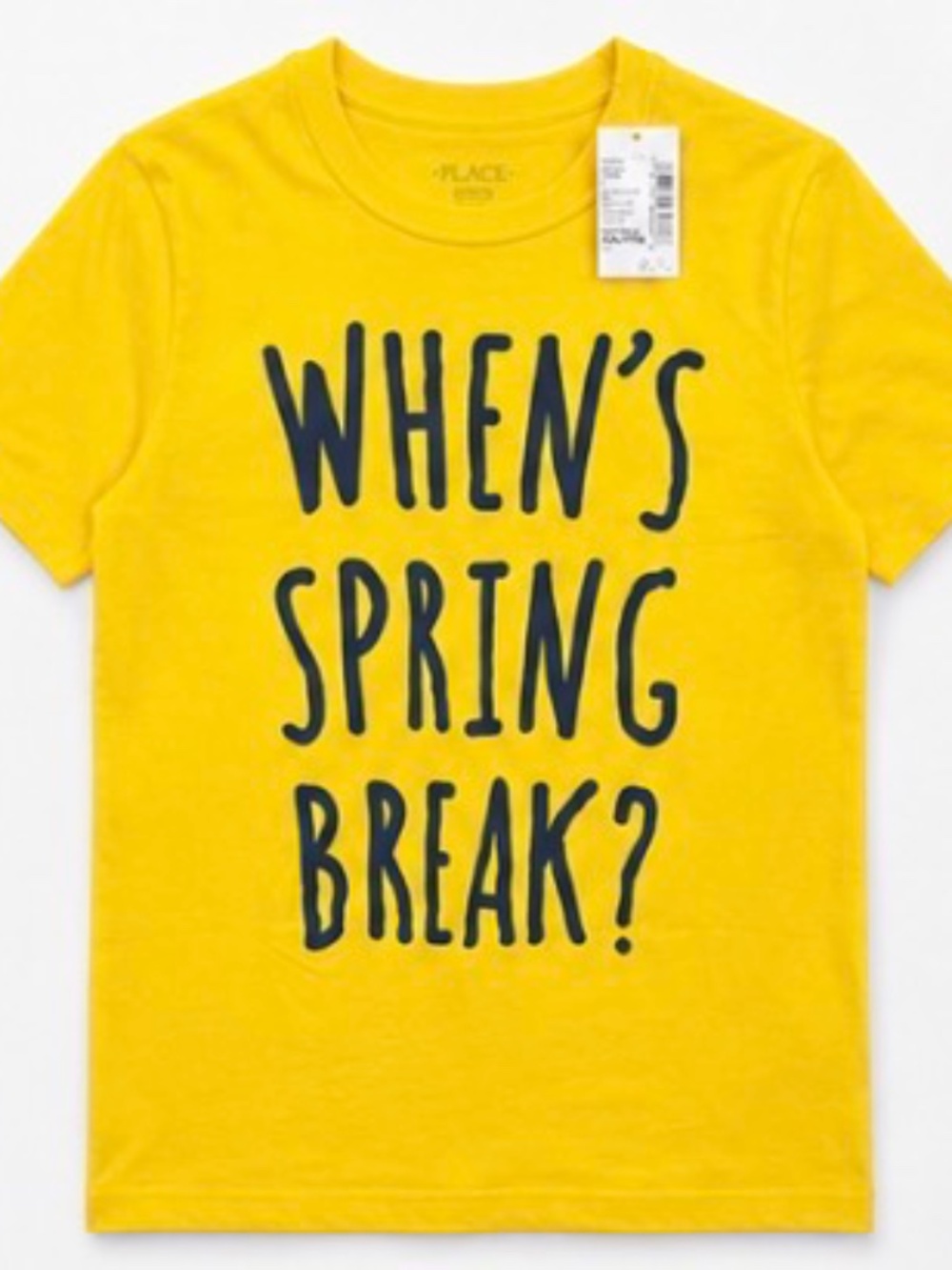 The Children's Place "When's Spring Break?" Graphic T-Shirt – Youth XXL (16) NWT